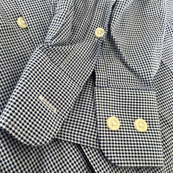 Blue and white subtle pattern button down - Picture 4 of 5